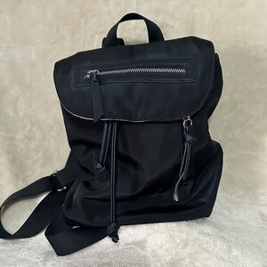 Madden Girl Black Nylon Drawstring Backpack Purse